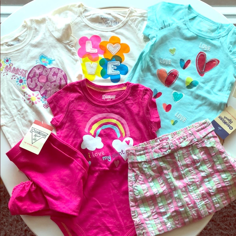 Osh Kosh 4 onesies , skirt, leggings